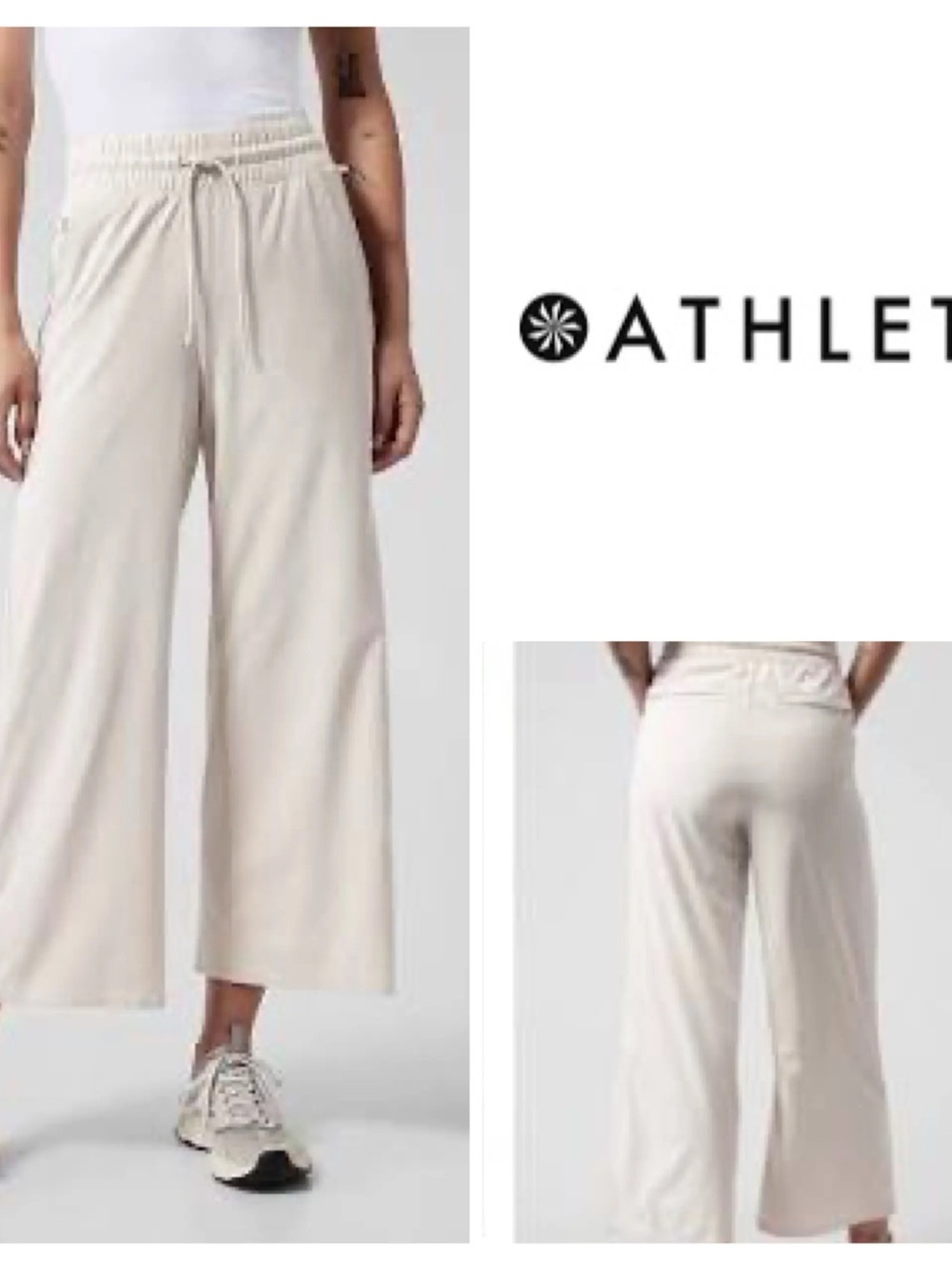 Athleta  Avenue Wide-Leg Ankle Cropped Pants  in tan